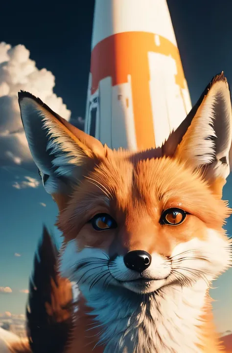 fox next to&#39;A rocket