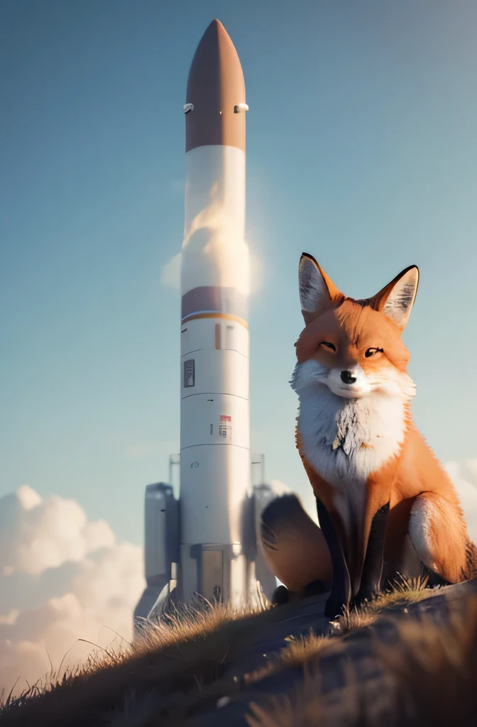 fox next to&#39;A rocket