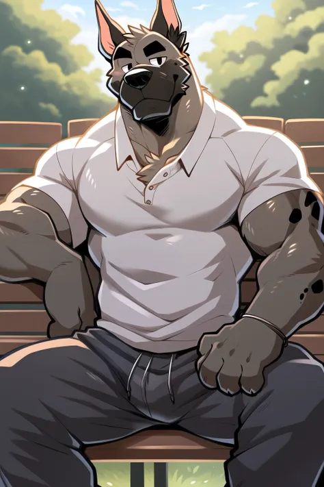 author: takemoto arashi, (1 boy), great dane, one, men's antro, kemono, muscle, handsome, sexual, attractive guy, (detailed blac...