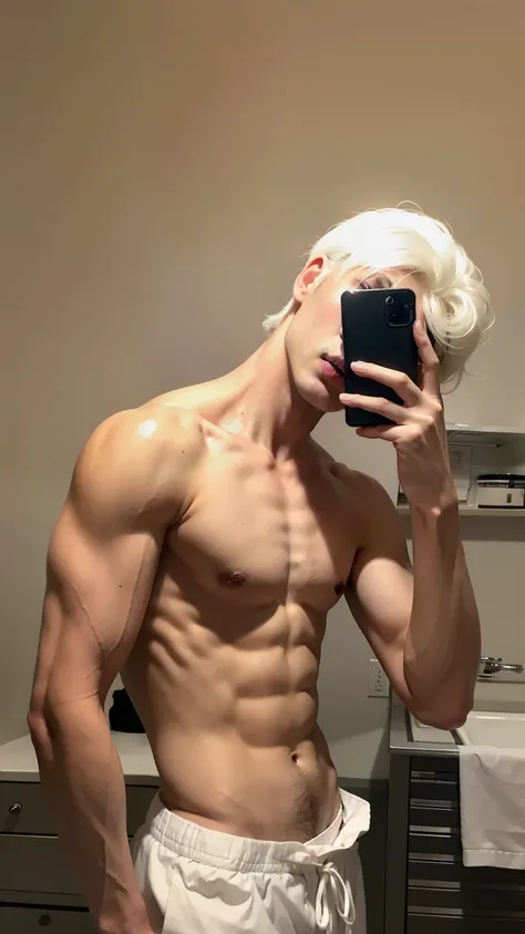 hombre Albino, cabello blanco, foto de alta calidad.  