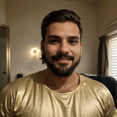 Crie um homem sem barba ou bigode deaparencia jovem,cabelo dourado liso e com um grande sorriso no rosto