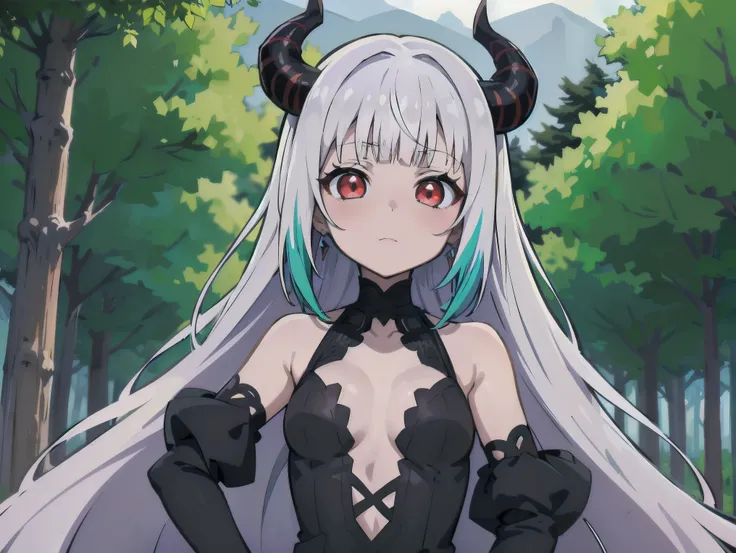 Concept art, ((CG)), ((1girl aranha)), Lolita, ((((long White hair)))), ((horns)), (((red eyes))), ((((6 eyes)))), ((corpo de aranha)), (((blunt bangs))), ((cabelo emaranhado)), ((((sonolenta)))), desleixada, ((melhor qualidade)), (((black dress))), ((obra...