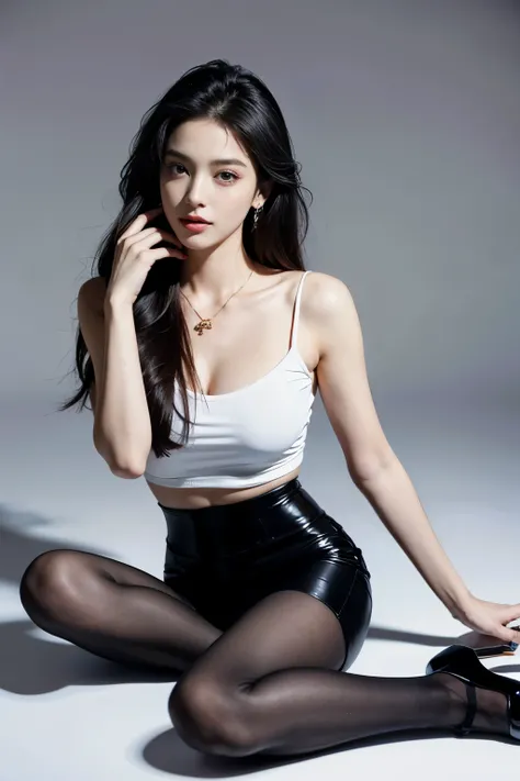 (masterpiece:1.3), (8 thousand, realistic, RAW photos, best quality: 1.4), (1 woman), (whole body), (화면 앞에서 발표 중 인 whole body),(model-like pose), (two legs, I can see both feet), (very sexy),  (Beautiful makeover), (유난히 beautiful face), (incredibly beautif...