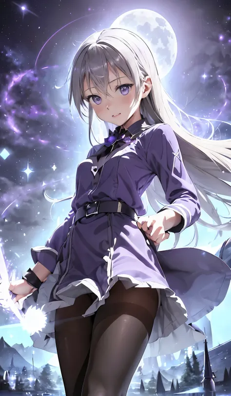 masterpiece、high quality、1 girl、alone、marie rose、cowboy shot、smooth hair、expression full of individuality、(((purple and black wi...