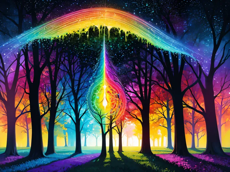 a painting of a tree with a rainbow colored tree on it, magical tree, the tree of life, tree of life, tree of life brains, beautiful art, colorful trees, cosmic tree of life, fantasy tree, tree of life seed of doubt, colourful artwork, magic tree, puzzle a...