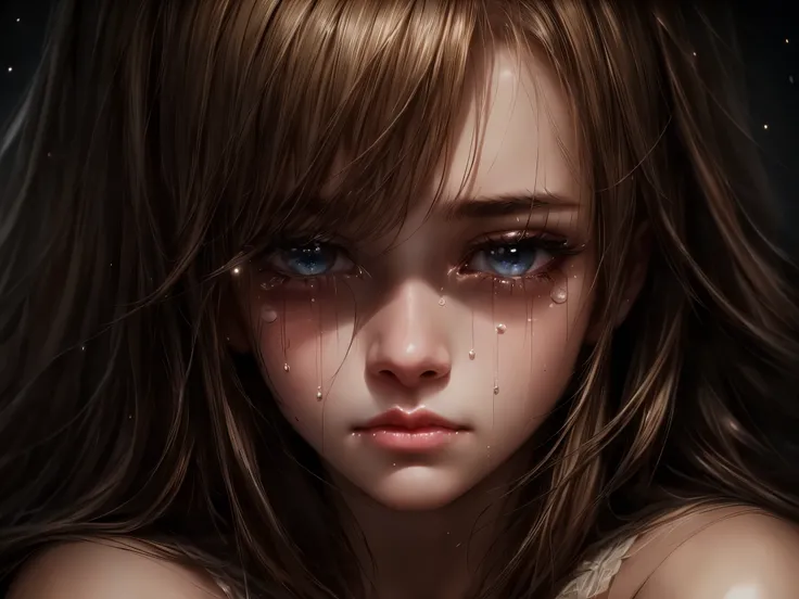 (best quality,ultra-detailed,realistic:1.37),1girl,crying,expressive eyes,detailed face,teary eyes,beautiful detailed lips,hug,knees,big tears,sadness,loneliness,emotional,heartbroken,gloomy atmosphere,soft lighting,low key,portrait