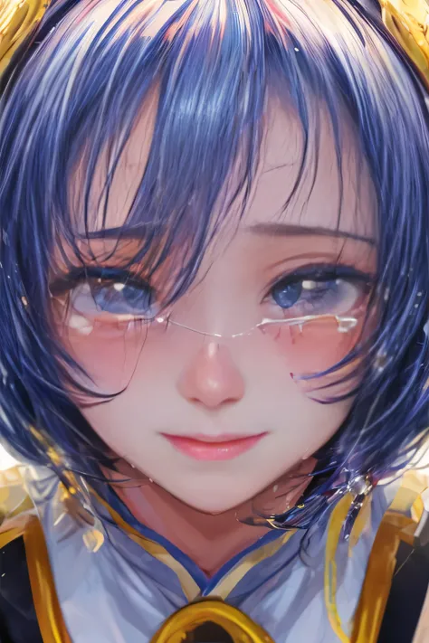 (best quality, ultra-detailed, highres:1.2), vibrant colors brought to life in a stunning close-up of a girl student in the midst of uncontrollable (tears1.5) of joy. Each facial feature is meticulously rendered with extreme detail, from the wrinkles formi...