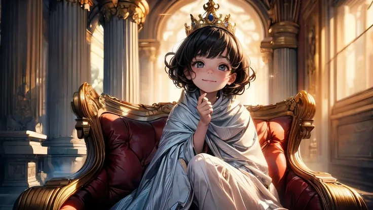 (best quality,4k,8k,highres,masterpiece:1.2),ultra-detailed,(realistic,photorealistic,photo-realistic:1.37), (solo), A cute very little (boy:1.1) wearing a white cloak and a (very long silk long dress:1.1), prince, (best wrinkle, best shadow), (White long ...