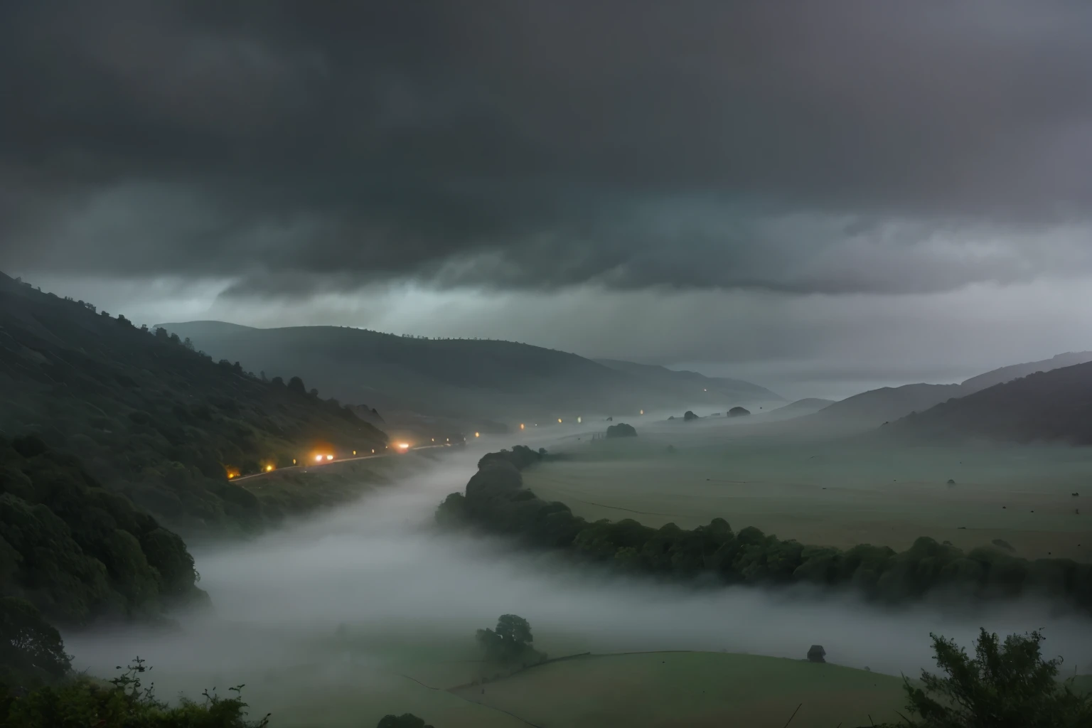 Misty: When rain falls gently, creating a misty veil over the landscape, adding a mystical and serene ambiance.