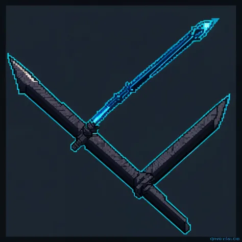 Pixel Art style, black sword