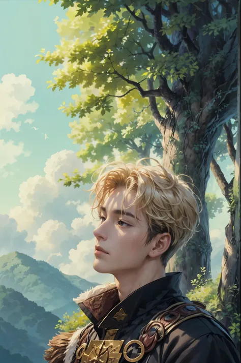 ((Best quality)), ((masterpiece)), (detailed), ((perfect face)), ((face focus)) a prince, a handsome young korean boy and short hair, resides in a cozy cathedral beside the beach, where he channels his creative energy into capturing the enchanting harmony ...