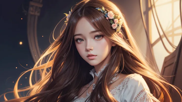 Draw a girl with long hair , Realistic, Guviz-style artwork, lovely digital painting, beautiful digital painting, adorable digital art, Gorgeous digital painting, A beautiful artwork illustration, Beautiful digital artwork, made with anime painter studio, ...