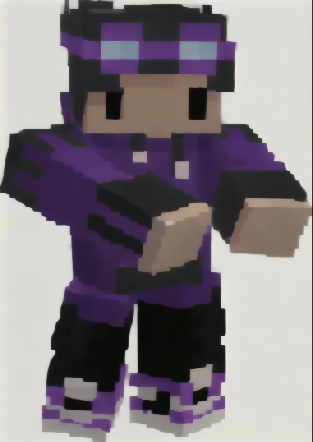 a pixel art of a man in roxo e preto, roxa, sleek armadura roxa, pele lisa e pegajosa, dark pele roxa, pele bronzeada, Pele violeta, armadura roxa, wearing dark armadura roxa, pele minecraft, 3D rendering of Jerma 9 8 5, pele escamada, pele espetada, pele ...