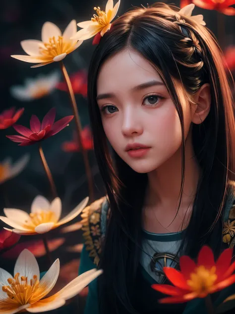 (high quality), (masterpiece), (detailed), 8k, hyper-realistic portrayal of a futuristic (1girl1.2), japanese character adorned ...