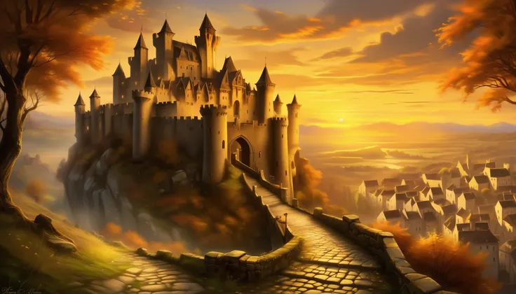 another world to a world of dark fantasy and wonder, quaint, an ancient castle surrounded by a charming ancient medieval city, a...