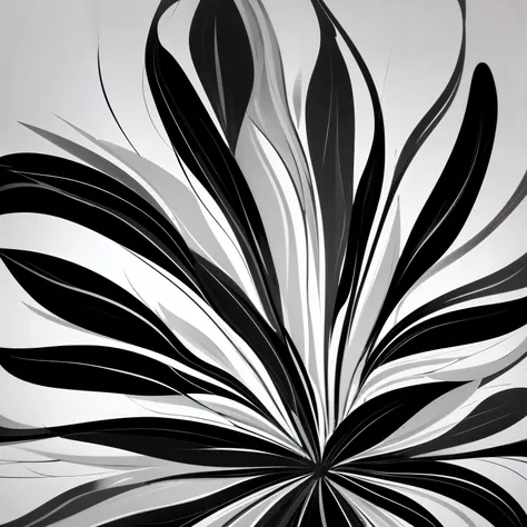 a close up of a black and white flower with a white background, black and white vector art, black and white colors, long petals, black and white background, digital illustration radiating, black and white artwork, soft organic abstraction, dramatic black a...