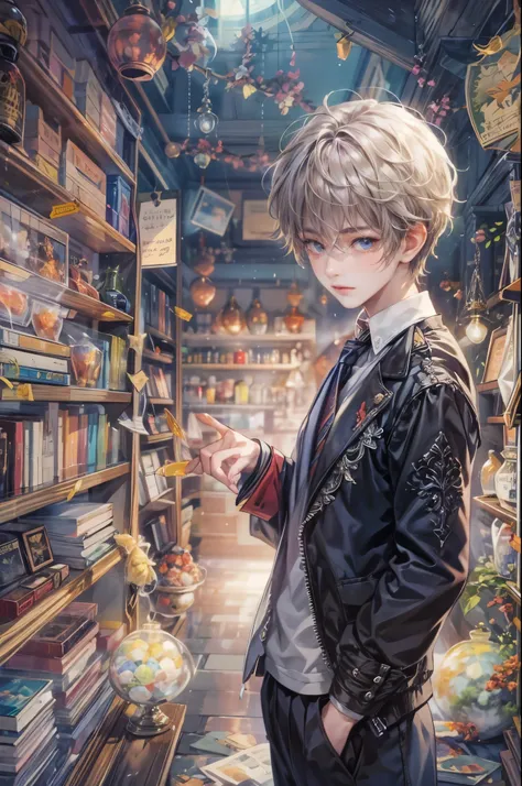 ((Best quality)), ((masterpiece)), (detailed), ((perfect face)), ((halfbody)) Paint a captivating scene featuring a boy male character from honkai star rail with a focus on his emotional connection and the harmonious blend of their unique talents. backgrou...