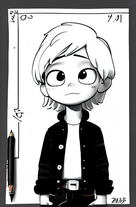 Junior avatar，Affectionate melancholy，Simple drawing style，monochrome background，black lines