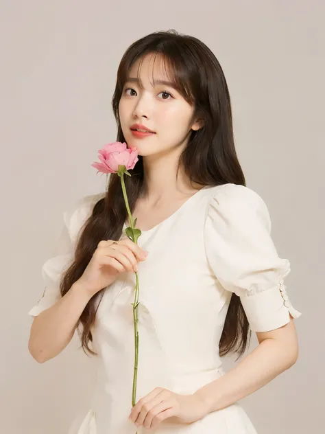 una mujer sosteniendo una flor rosa en la mano y posando para una foto, Lee Ji-Eun, Lee Ji Eun, Jaeyeon Nam, bae suzy, heonhwa choe, jinyoung shin, aparcar desde-min, Hwang se - es, linda actriz coreana, kwak ji joven, actriz femenina de corea, inspirado e...