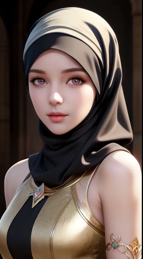 1girl, solo, beautiful face, high detailed realistic eyes, double eyelids, high detailed realistic pupils, (upon body from head to waist:1.36), (wearing hijab:1.37), (moslem headscarf:1.37), reading glasses, sitting alone on a long chair, amazing mosque pa...