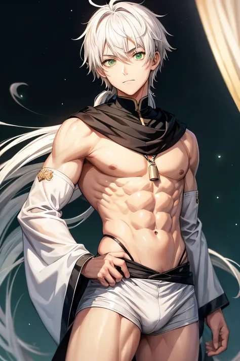 Anime guy Alhaitham nacked torso
White hair green eyes