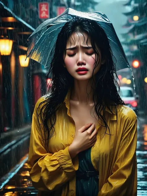 in the cold rain，a girl stands alone in a deserted place，her figure looked particularly desperate。the rain hit her mercilessly，但...