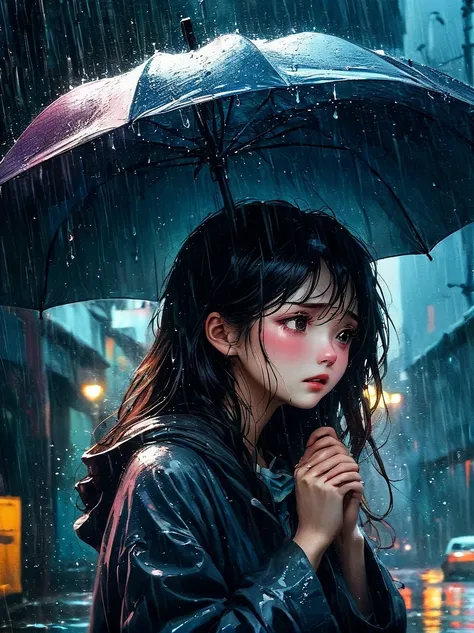 in the cold rain，a girl stands alone in a deserted place，her figure looked particularly desperate。the rain hit her mercilessly，但...