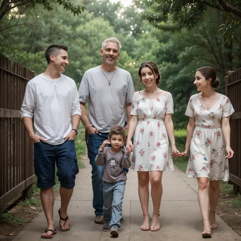 Create a family of an opossum father, an opossum mother and two opossum children hanging by their tails