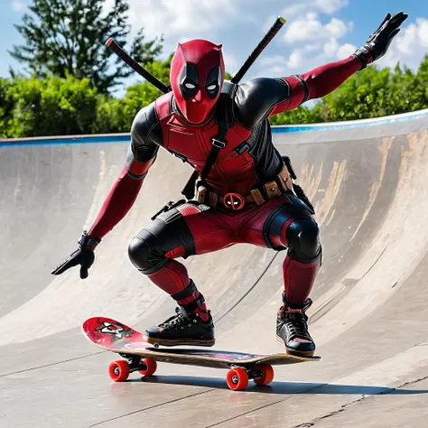 deadpool skateboarding