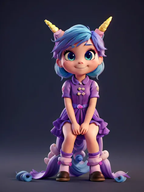 a close up of a cartoon character with a purple outfit and horns, cute character, render of a cute 3d anime girl, cute 3 d render, cute cartoon character, stylized character, 3 d character render, childrens art in artstation, stylized character design, 3 d...