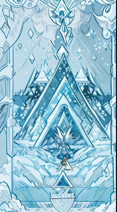 Masterpiece, Best Quality, Ultra-Detailed, an icy mountain, snowing, heavy snowfall, ice covering the ground, winter, blizzard, ice, snow, storm, (((tarot card:1.0)))