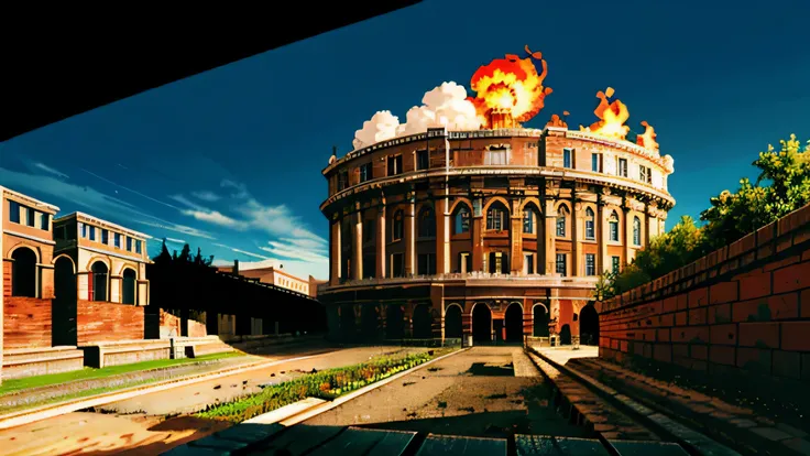 Incendio del Coliseo Romano, fondo negro