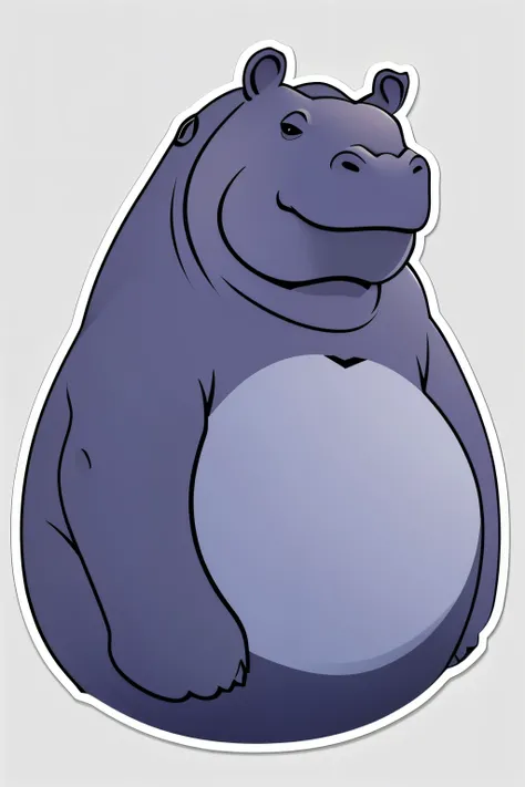 hippopotamus, sticker, cutout, vector, flat design, head only, white background