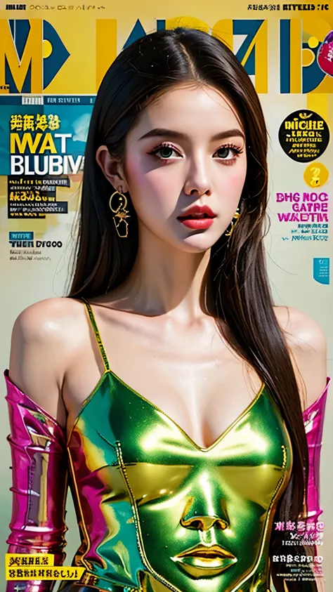 (magazine cover:1.3),ulzzang-6500, (actual: 1.3) (The original: 1.2), masterpiece, best quality, beautiful clean face, whole body, 1 girl, glitch art, (digital distortion), pixelated clip, Data corruption,color noise, visual clutter,contemporary aesthetics