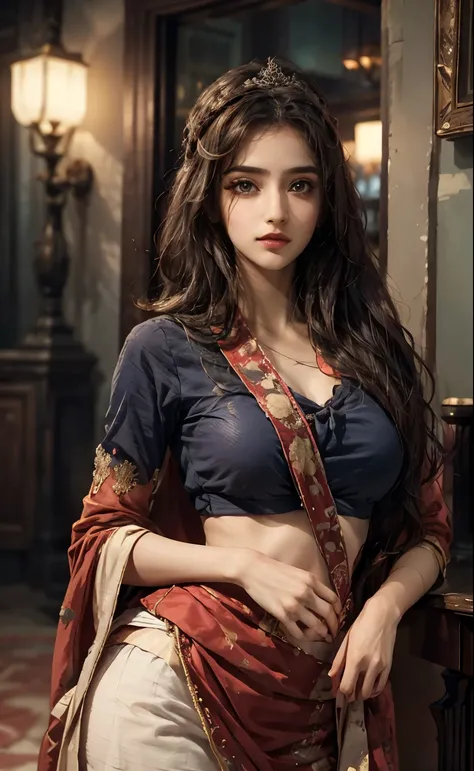 araffe woman in a sari posing for a picture, traditional beauty, a beautiful fantasy empress, indian goddess, palace ， a girl in hanfu, gorgeous woman, beautiful goddess, indian, wlop. 4 k, artwork in the style of guweiz, 8k stunning artwork, 8k high quali...