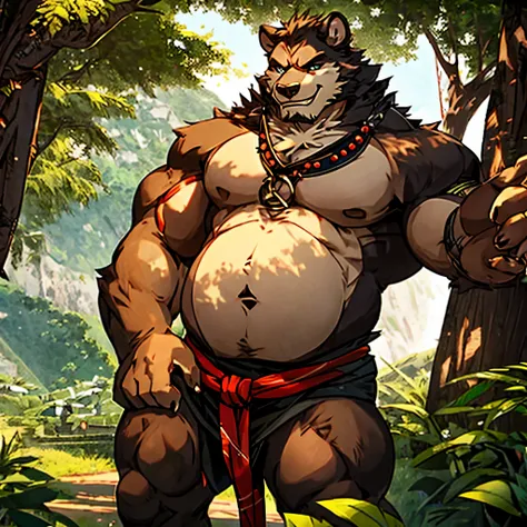 Alone, ORCBEAR, Male, muscle, intestinal muscle, big belly, calnçan, large, Male mature, old.