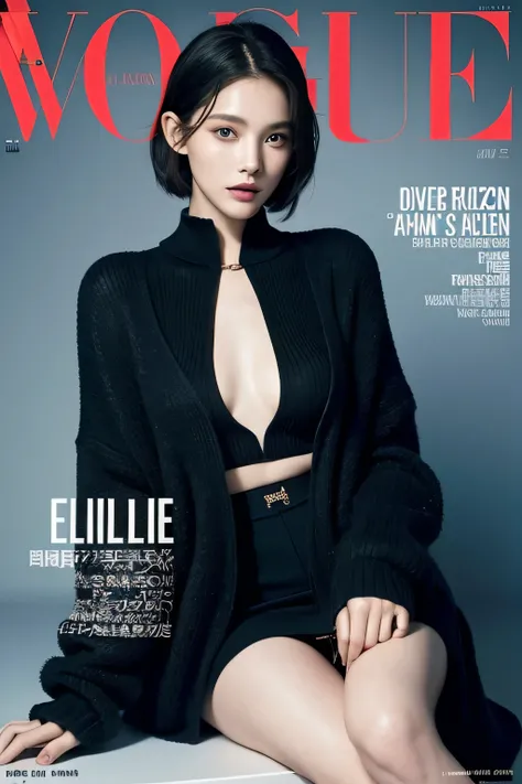 Magazine封面，a woman in a sweater on the cover of a Magazine, elle Magazine, cover. photo : david roemer, cover shot, Eva elf, Magazine cover, fashion Magazine cover, editorial, cover girl, cover Magazine, Magazine, fashion Magazine photography, fashion Maga...