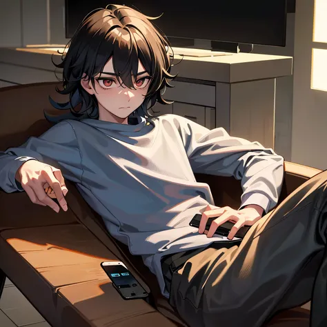 A teenage boy deeply engrossed in his phone, multitasking with a bite of food in hand. His expression mirrors the captivating screen, oblivious to the world around him. This scene, an engaging snapshot of modern life, is a masterpiece in its own right, boa...