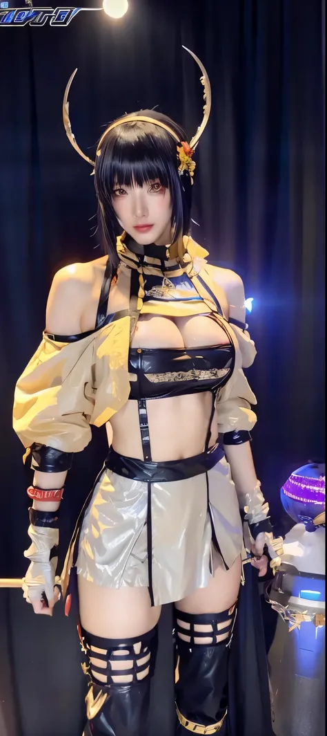 a close up of a person in a costume with a sword, as a character in tekken, female character, tifa lockhart with white hair, katana zero video game character, lunar themed attire, kda, slim body, cyborg - girl with silver hair, upper body avatar, (( medium...