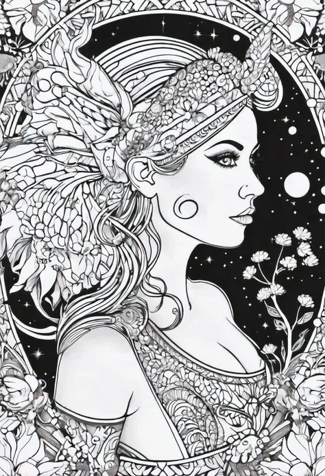 an adult coloring page of the zodiac sign cancer