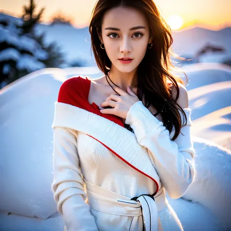 ((top quality、8k、​Masterpiece:1.3))、Extremely delicate and beautiful girl，full-body shot，huge breasts，bigger breasts，amazing breast size，G cup。Wear big earrings，Very white skin，moist red lips，Waist is very thin，Thighs are very thin，big butt，fair and smooth...