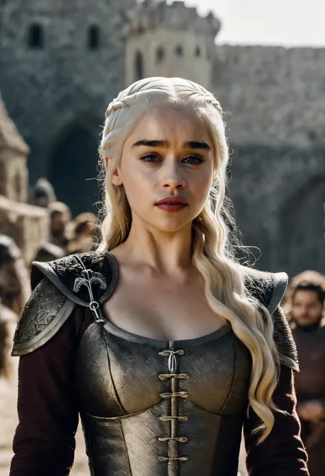 Daenerys Targaryen played by Emilia Clarke, Daenerys Targaryen, Queen Daenerys Targaryen, An amazing portrait of a beautiful young brunette woman Queen in dark dress,admirable, adorable, alluring, angelic, appealing, beauteous, bewitching, captivating, flu...