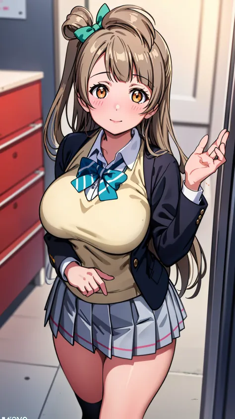 1 girl,kotori minami,(lovelive), ((school uniform)),absurd, huge breasts ,look away , whole body shape, (highest quality、4k、8k、h...