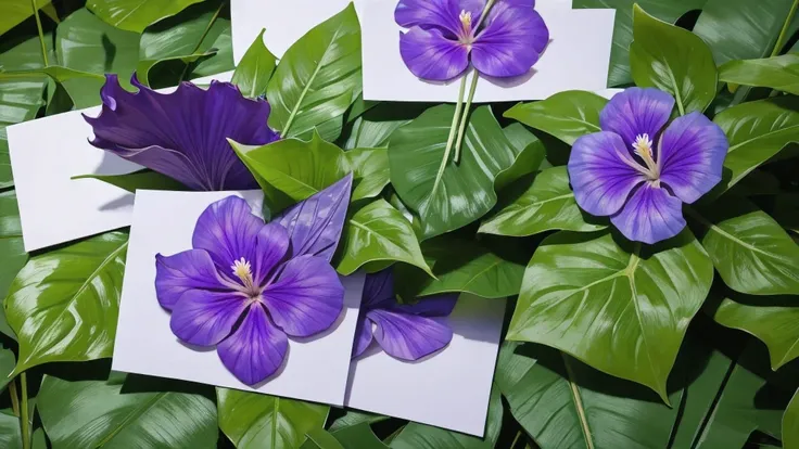 taro leaves are full of pictures, with dozens of flowers, tropical beach plants