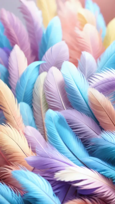 a close up of a bunch of colorful feathers on a table, soft feather, rich pastel colors, colorful pastel, soft pastel colors, vibrant pastel colors, pastel colors, soft vibrant colors, in pastel colors, pastel colored, pastels colours, pastel soft colors, ...