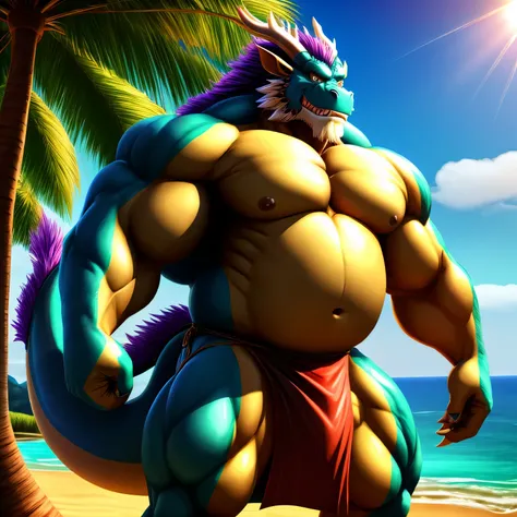  kaido,  eastern dragon king, male dragon, eastern dragon, very big muscles, hulking,  extremely strong, big abdominal muscles, hefty musclegut, pecs, muscular dad body,  Strong and robust musclegut , strong abs, sharp  claws, dragon feet claw, full body, ...