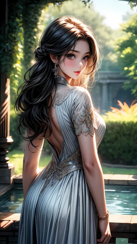 garden girl,fine and beautiful eyes,fine eyes､beautiful detailed lips,非常にfine eyesと顔,black eye､long eyelashes,shape,Super detailed,最high quality,4k, 8K,High resolution,masterpiece:1.2,Ultra-fine painting,sharp focus,Professional,bright colors､sexy､masterpi...