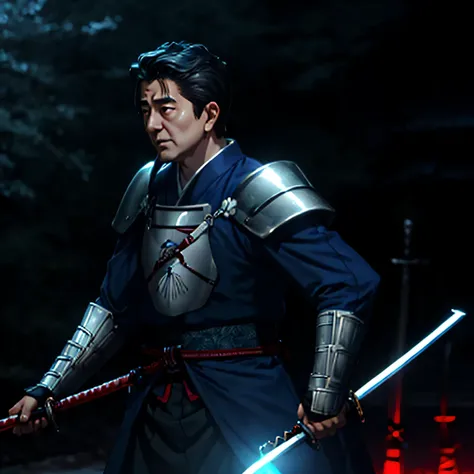Shinzo Abe,Japan,prime minister,Prime Minister Abe,Former Prime Minister Abe,warrior,warrior,Ronin,male,swordsman,knife,strongest,(all limbs),(full finger),(precise fingertips), (small details),
(glowing sword:1.5),(8K),splat, splash,