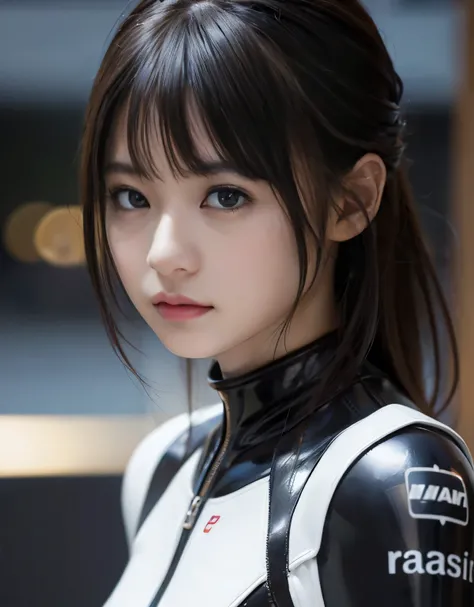 (1 girl)、highest quality、masterpiece、超A high resolution、(Photoreal:1.4)、Raw photo、1 girl、(rubber black racing suit)、long sleeve,、leather racing gloves、Portrait、global illumination、Shadow、octane rendering、8K、super sharp、Metal、intricate decorative details、Ja...