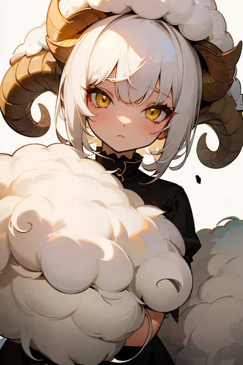 
Cute girl, like a sheep, short white hair, yellow eyes 🐏🔞